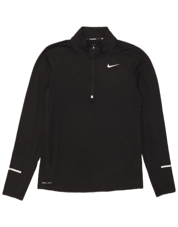 Nike Herre Dri Fit Pullover med lynlås-hals Træningsdragt Top Lille sort polyester