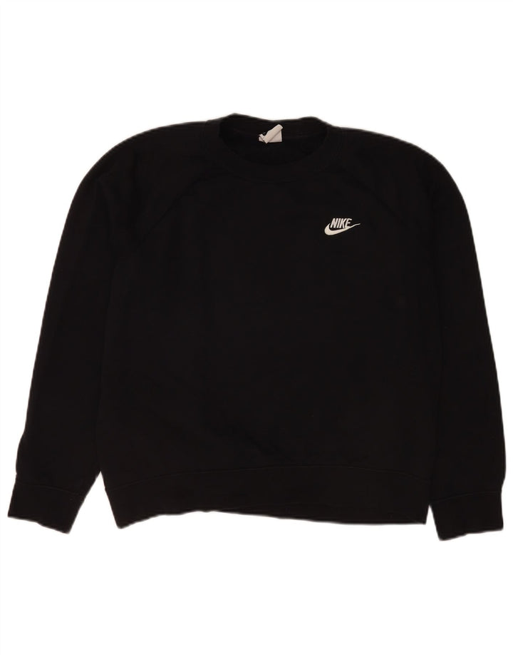 Nike Dame Loose Fit Sweatshirt Jumper UK 14 Medium Sort Bomuld