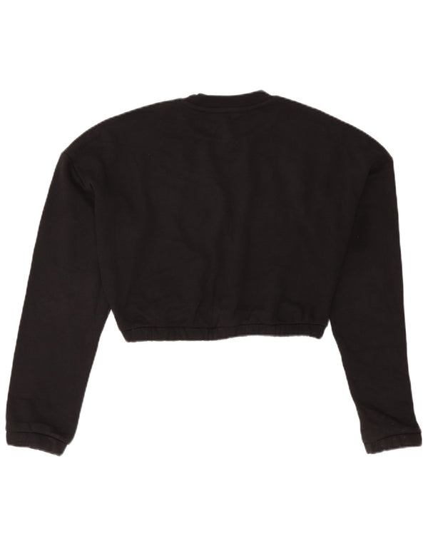 Adidas Womens Crop Oversized Sweatshirt Jumper UK 8/10 Small Black Tencel