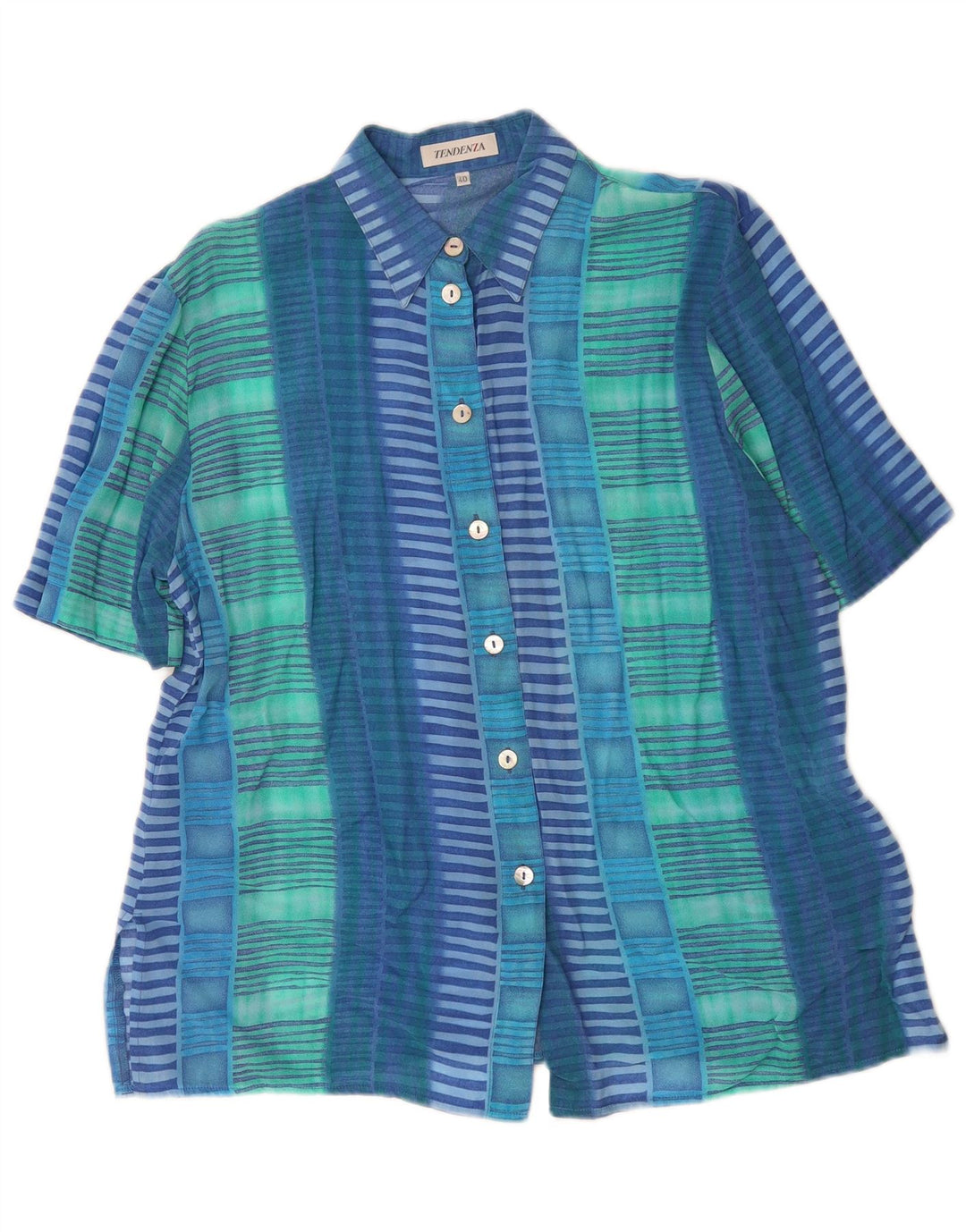 TENDENZA Womens Short Sleeve Shirt EU 40 Medium Blue Striped