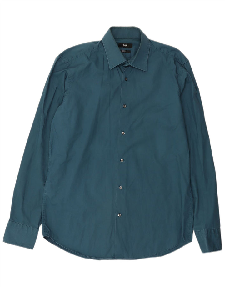 Hugo Boss Herre Regular Fit skjorte str. 39 Medium Blue Cotton