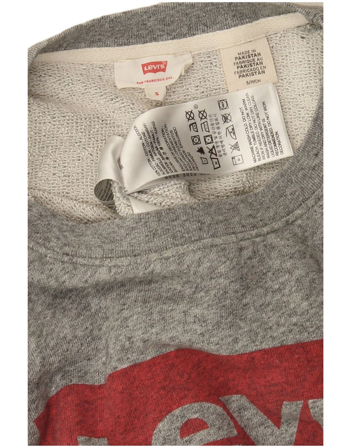 Levi's Grafisk Sweatshirt Jumper til kvinder UK 10 Lille grå flækket bomuld