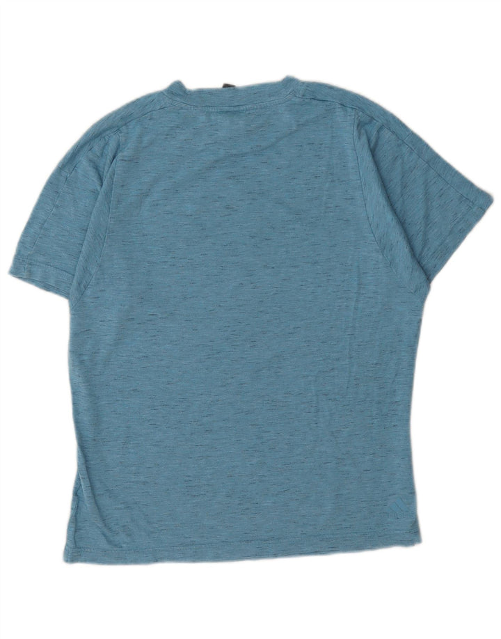 Adidas grafisk T-shirt top til kvinder DK 12/14 Medium Blue Flecked Polyester