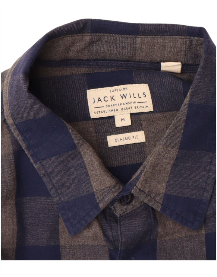 Jack Wills Herre Classic Fit Flannel Shirt Medium Navy Blue Gingham Cotton