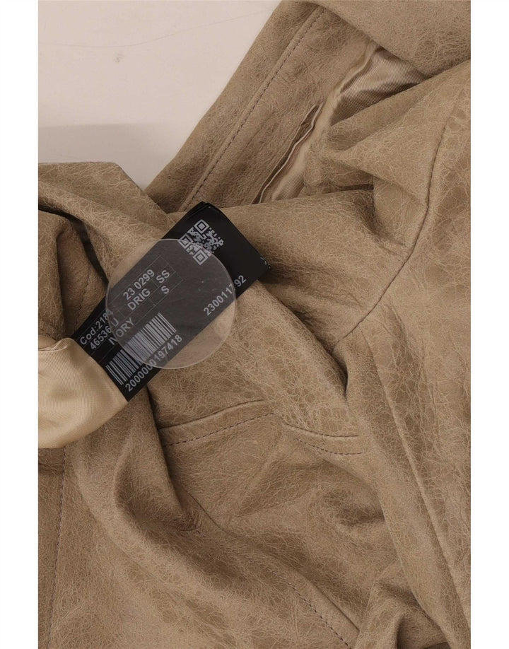 Vintage Herre Læder Biker Jacket UK 36 Small Beige Læder