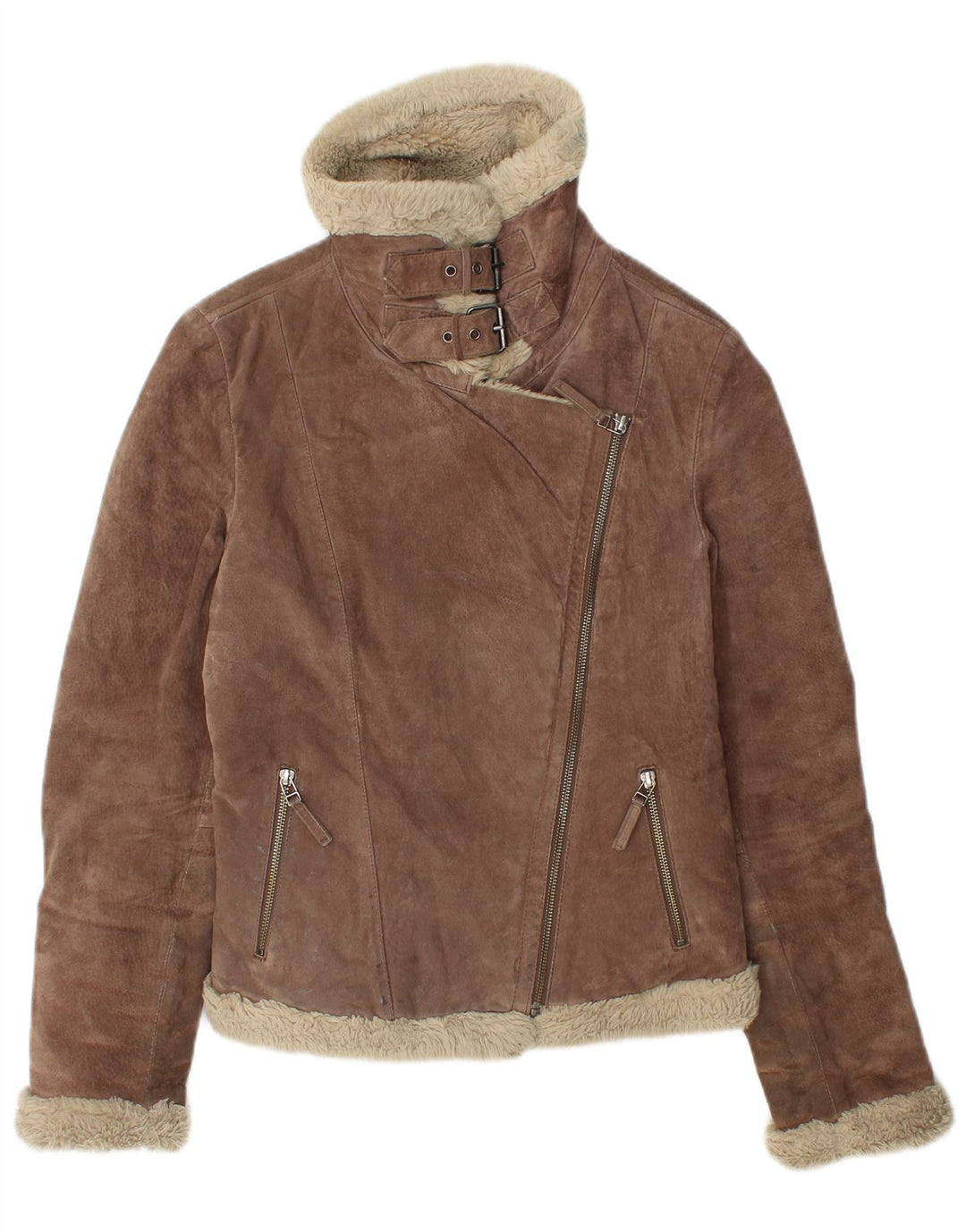 Oakwood Dame Sherpa Ruskindsjakke UK 12 Medium Brun Læder