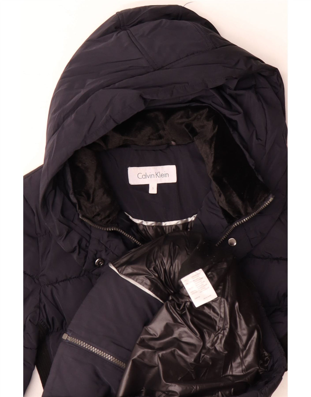 CALVIN KLEIN Dame Oversized Polstret Frakke UK 10 Small Navy Blue