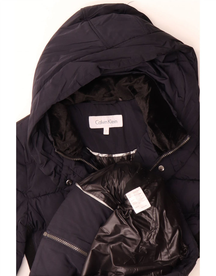 CALVIN KLEIN Dame Oversized Polstret Frakke UK 10 Small Navy Blue