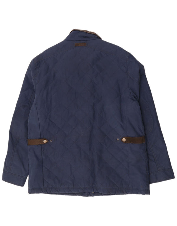 Crew Clothing Mens Quilted Jacket UK 46 3XL Navy Blue Cotton