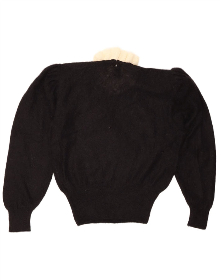 VINTAGE Dame Turtle Neck sweater IT 44 Medium Black Floral