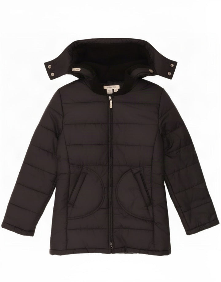 Zara Dame Hætte Polstret Jakke UK 14 Medium Sort Nylon