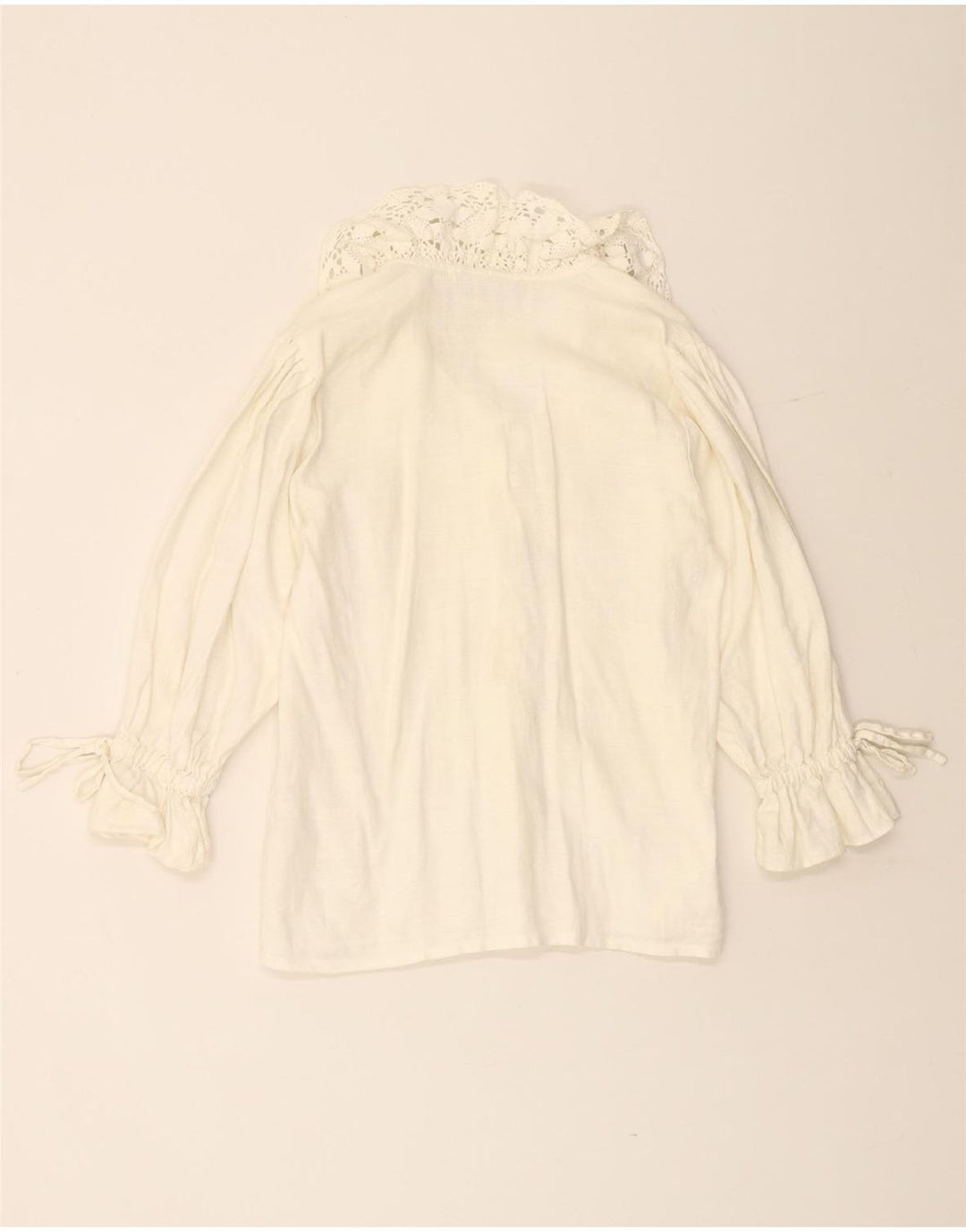 HESS FRACKMANN skjortebluse med 3/4 ærmer til kvinder EU 38 Medium Off White Linned