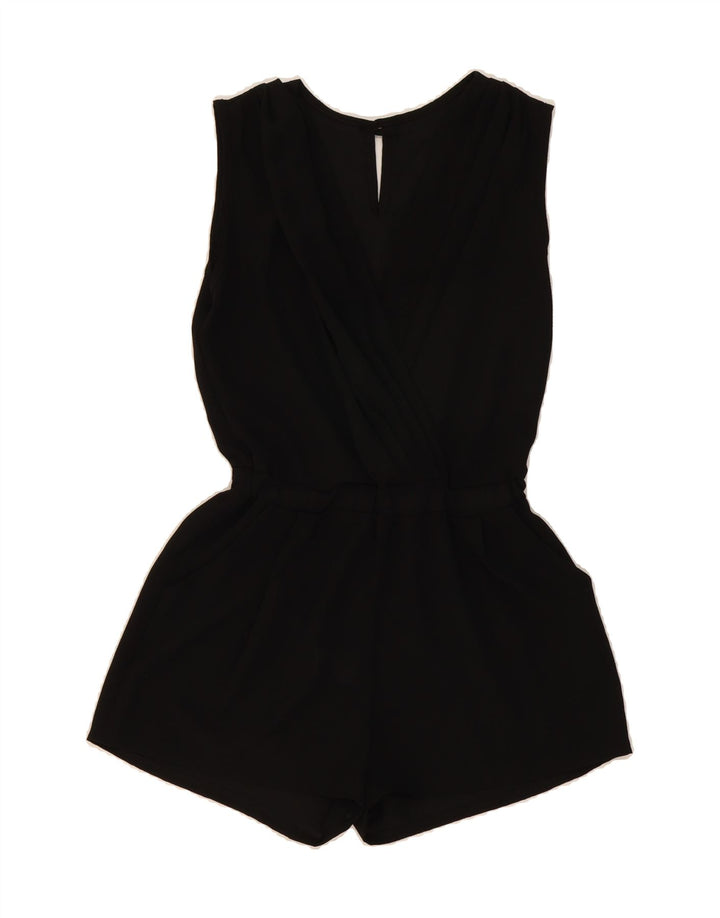 VINTAGE Womens Sleeveless Playsuit UK 12 Medium  Black Polyester Vintage Vintage and Second-Hand Vintage from Messina Hembry 