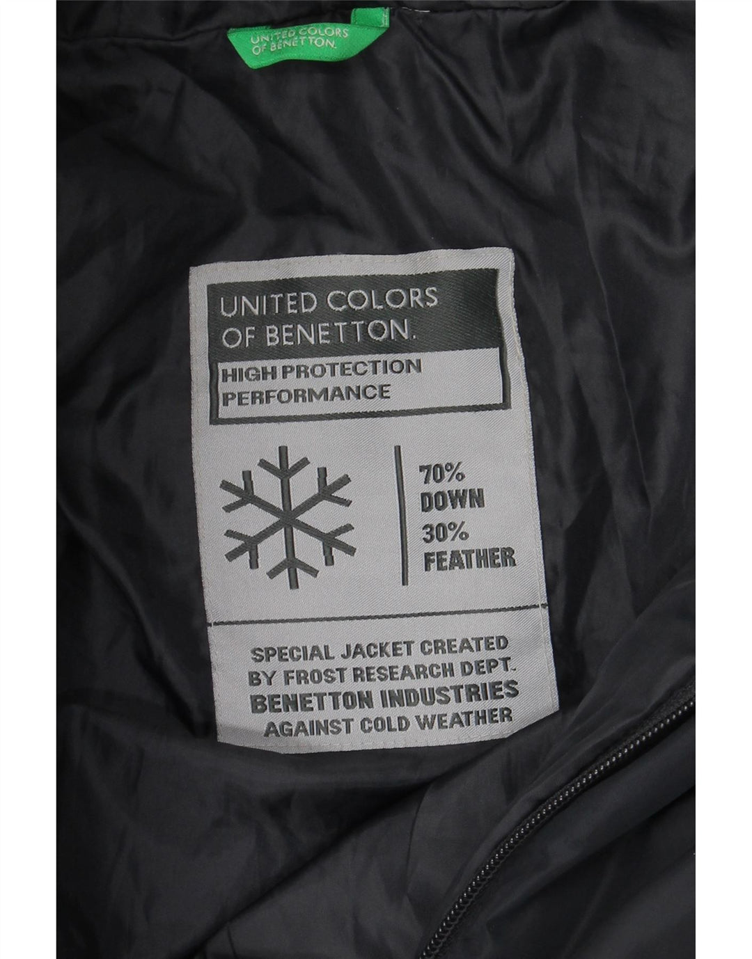BENETTON Polstret hættejakke til kvinder UK 14 Medium Navy Blue