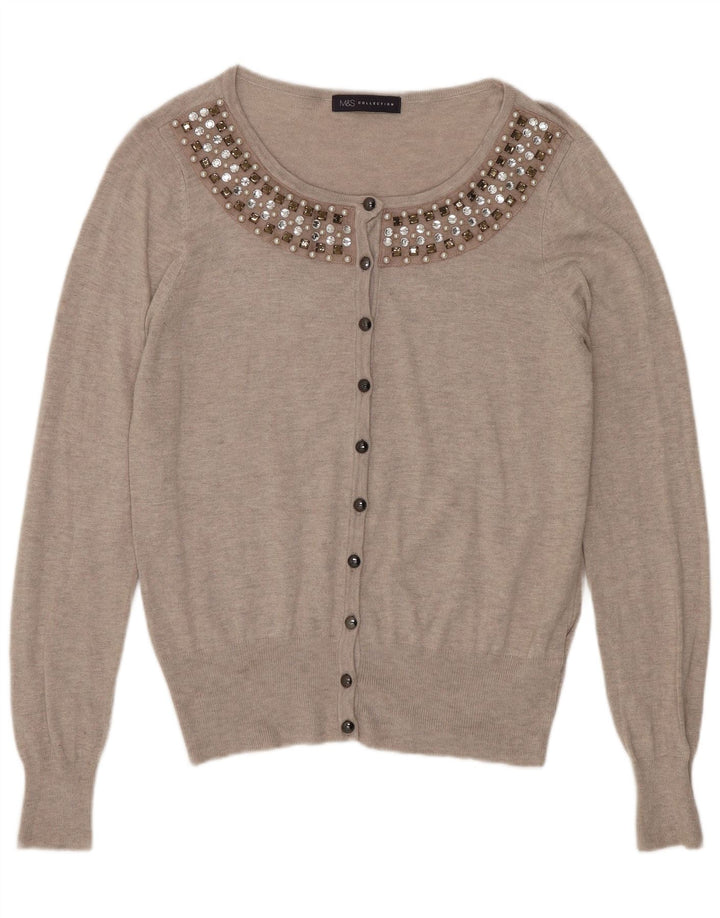 Marks & Spencer Dame Cardigan Sweater UK 14 Medium Grey Viscose