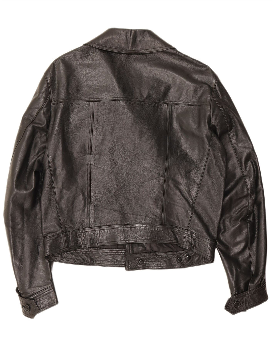 Berrino Herre Crop Læder Biker Jacket IT 48 Medium Sort