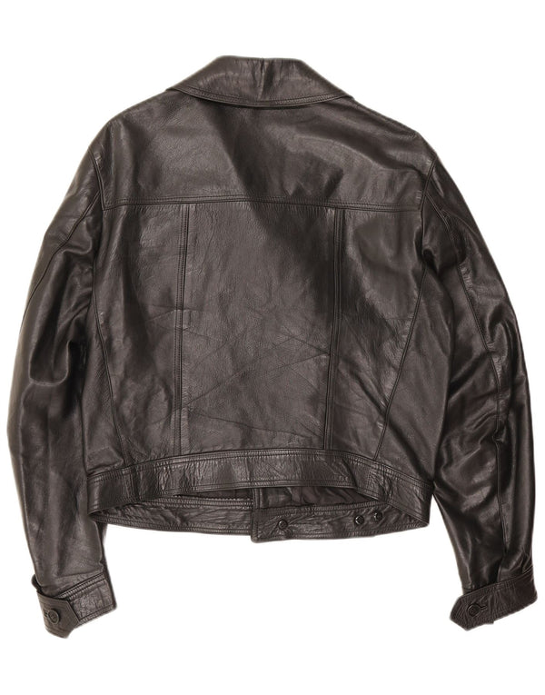 Berrino Herre Crop Læder Biker Jacket IT 48 Medium Sort