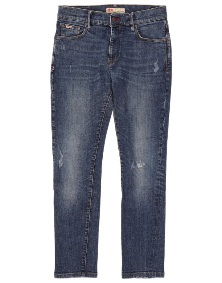 Rifle Dame Distressed Slim Jeans W30 L28 Blå Bomuld