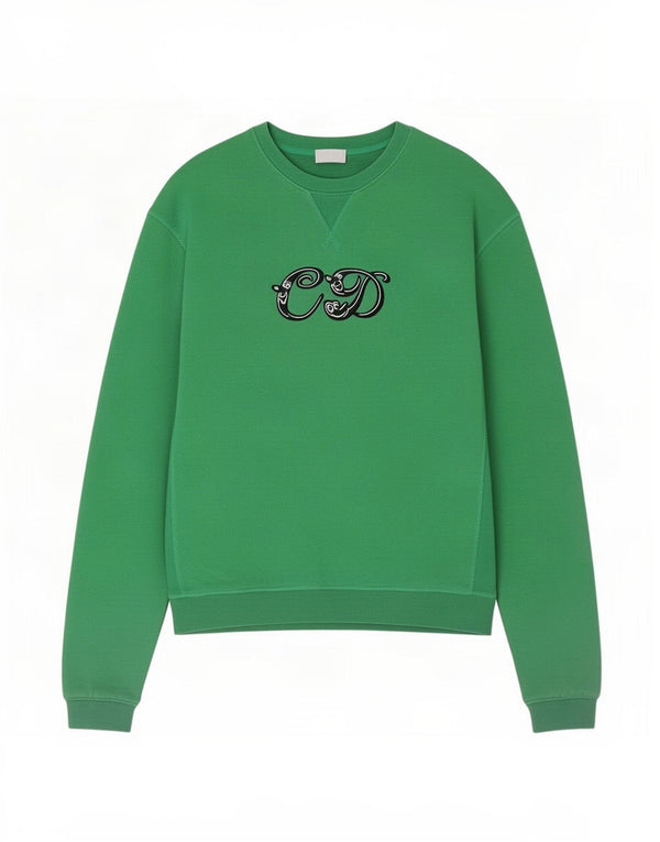 Christian Dior Herre Grafisk Sweatshirt Jumper Stor Grøn Bomuld Designer