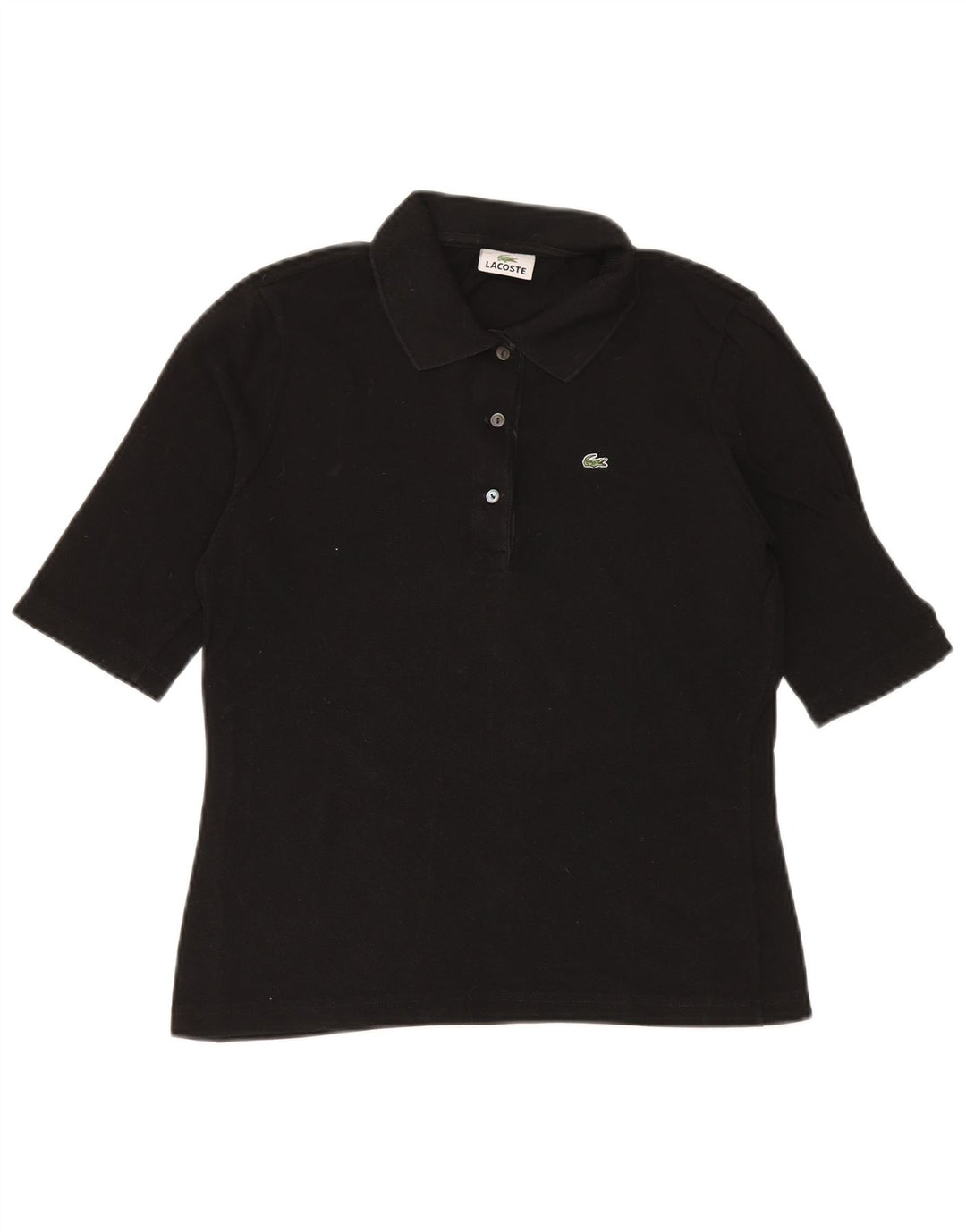 Lacoste Dame Polo Shirt Størrelse 42 Stor Sort Bomuld