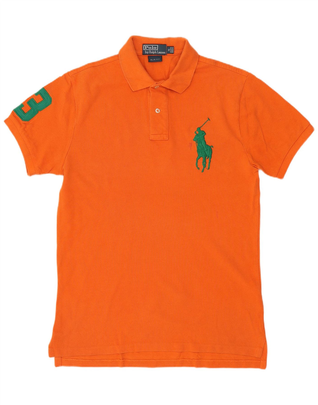 POLO RALPH LAUREN Herre Slim Fit Grafisk Polo Shirt Medium Orange Bomuld