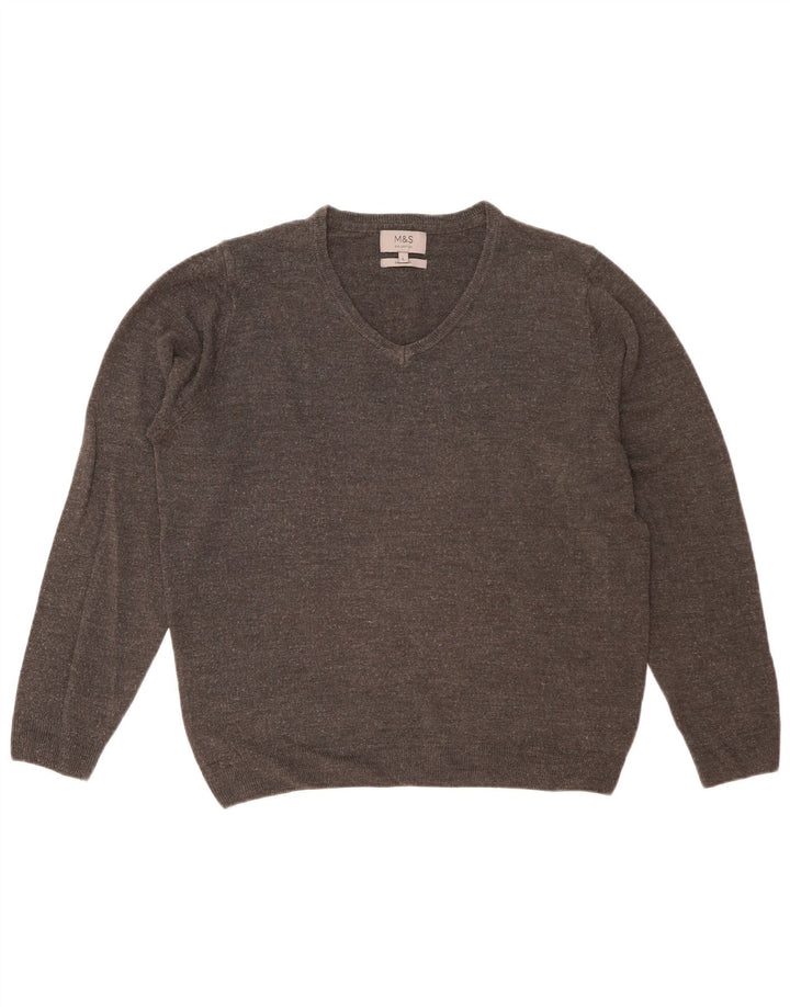 Marks & Spencer Herre V-hals sweater Stor Grå Akryl