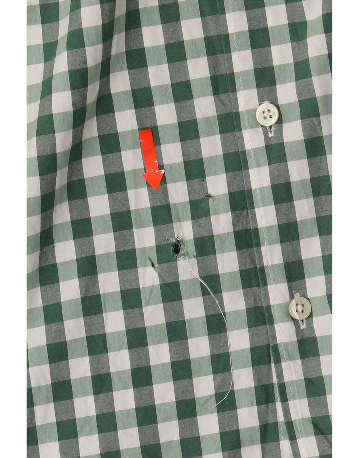 LACOSTE Mens Classic Fit Shirt Size 44 XL Green Gingham Cotton Vintage Lacoste and Second-Hand Lacoste from Messina Hembry 