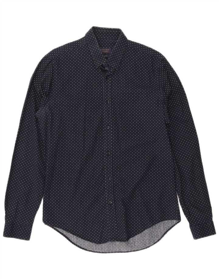 ZARA Herre Slim Fit skjorte Medium Marineblå Geometrisk