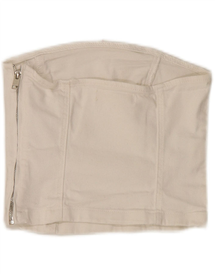 Mango Dame Corset Top UK 4 XS Hvid Bomuld