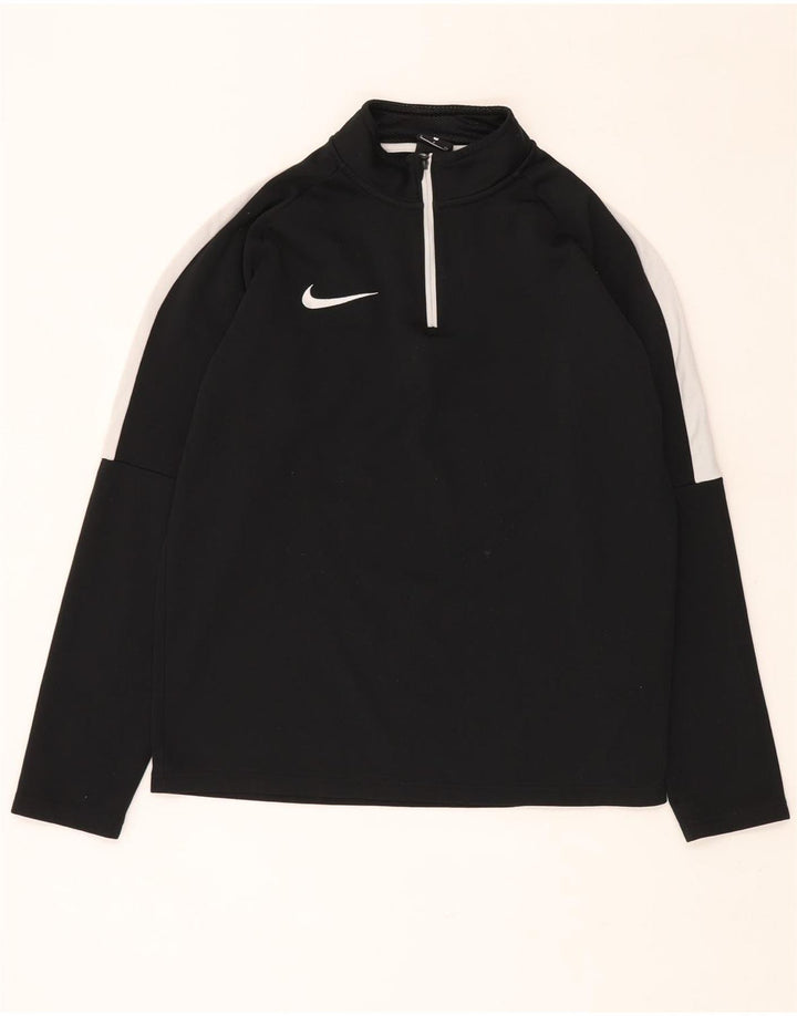 NIKE Herre Dri Fit Pullover med lynlås-hals Træningsdragt Top Lille sort farveblok