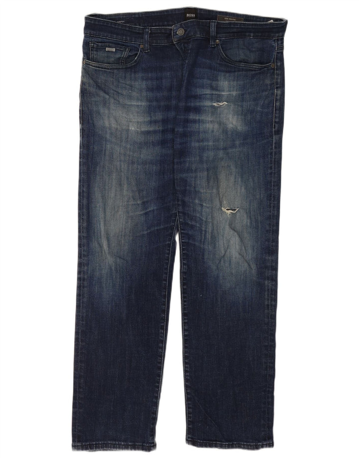 Hugo Boss almindelige lige jeans til kvinder W36 L32 blå bomuld