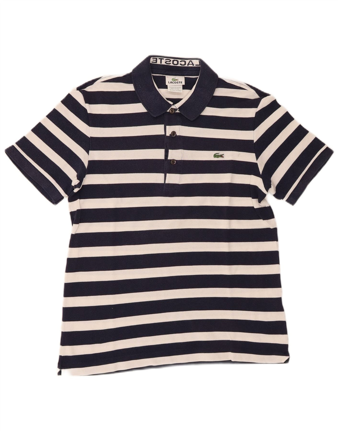 Lacoste Herre Kortærmet Polo Shirt Størrelse 3 Lille Marineblå Stribet