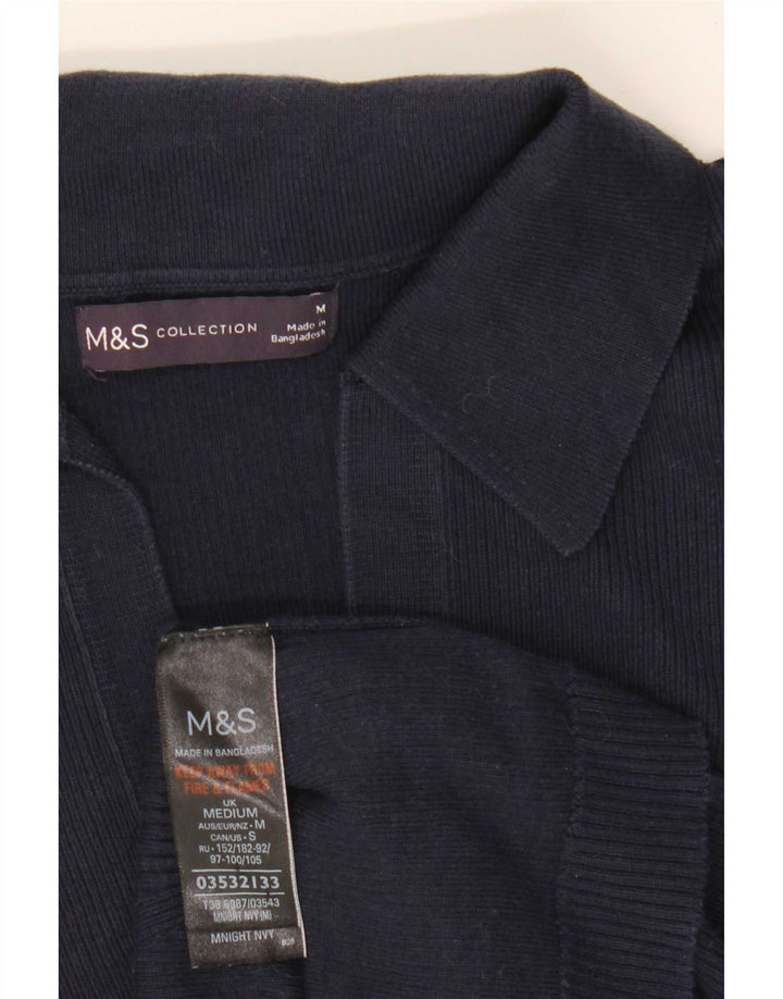 Marks & Spencer Dame Polo Shirt UK 12 Medium Navy Blue Bomuld