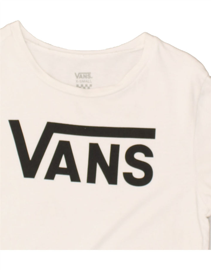 VANS Womens Graphic T-Shirt Top UK 6 XS White Cotton | Vintage Vans | Thrift | Second-Hand Vans | Used Clothing | Messina Hembry 