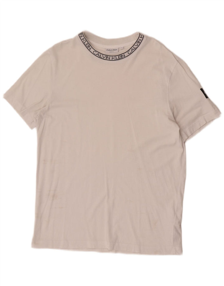 Calvin Klein Herre grafisk T-shirt Top Medium Hvid Bomuld