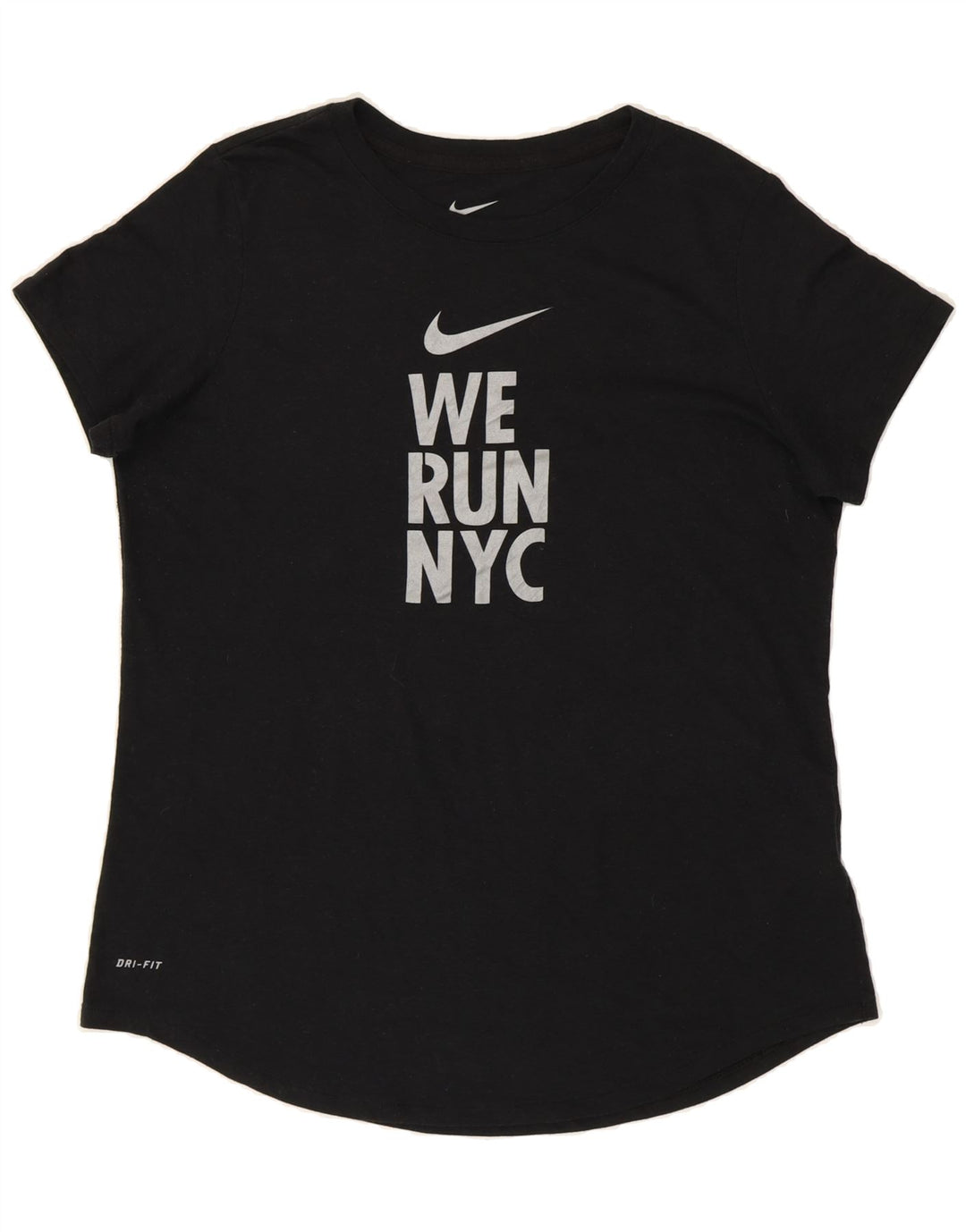 NIKE Womens Dri Fit Graphic T-Shirt Top UK 14 Large Black Polyester Vintage Nike and Second-Hand Nike from Messina Hembry 