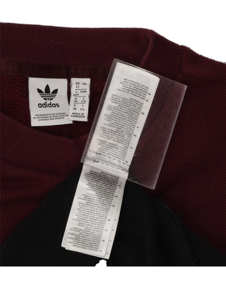 ADIDAS Womens Graphic Sweatshirt Jumper UK 12 Medium Black Colourblock Vintage Adidas and Second-Hand Adidas from Messina Hembry 