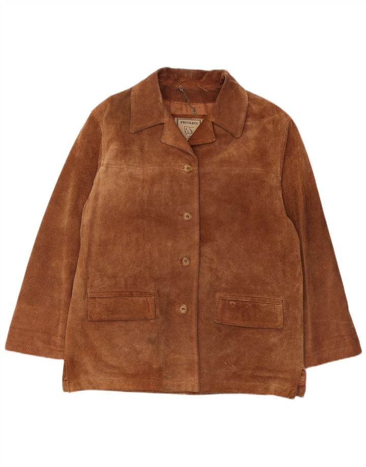 Privilegi Dame Loose Fit Ruskindsjakke IT 44 Medium Brun Læder