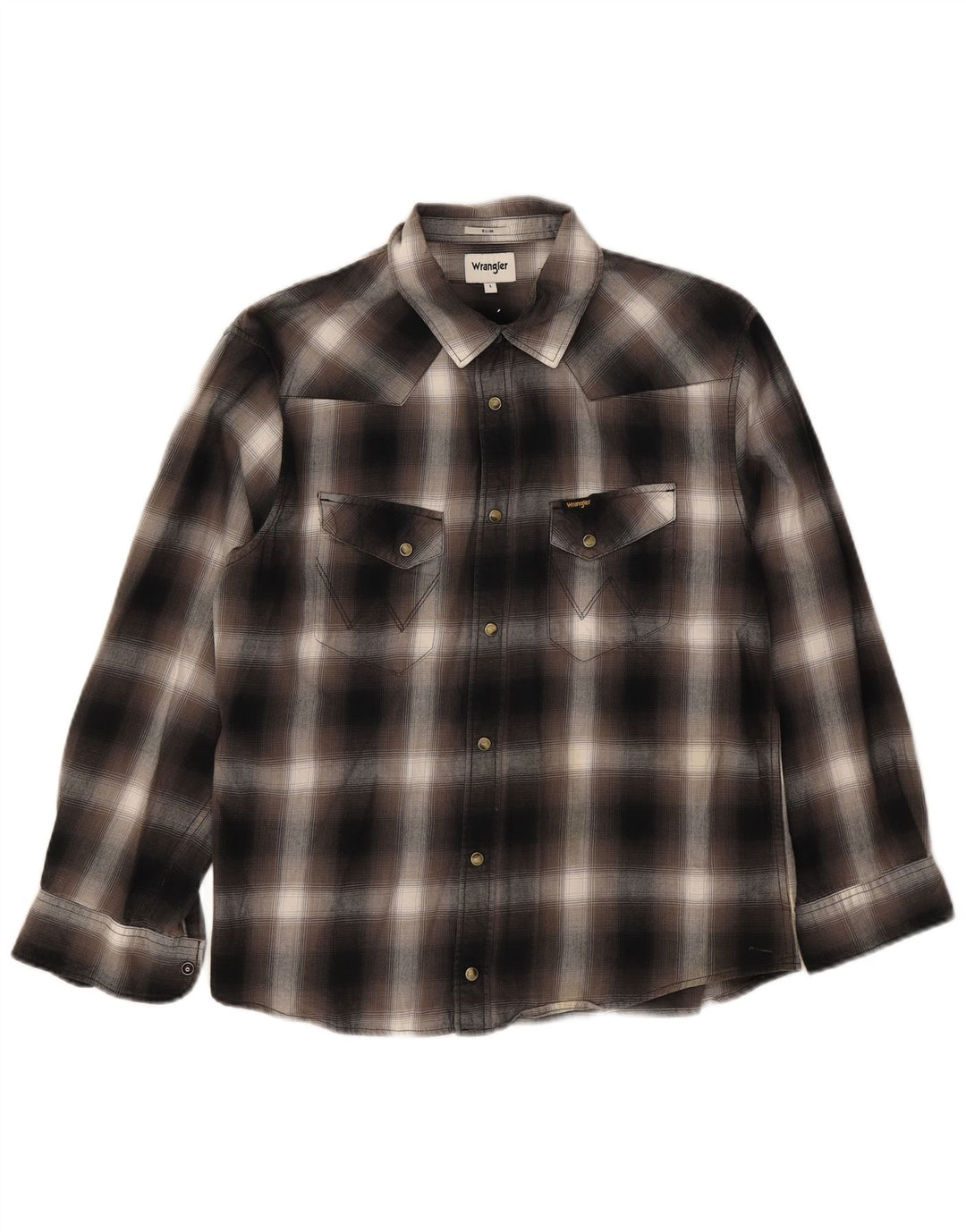 Wrangler Slim Skjorte til mænd Stor sort plaid bomuld