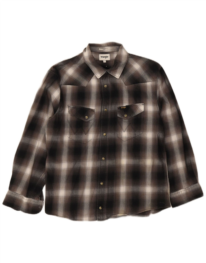 Wrangler Slim Skjorte til mænd Stor sort plaid bomuld