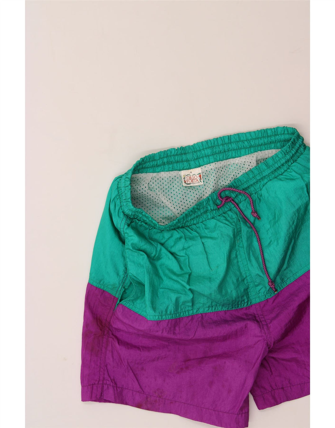 ORSO POETA  Mens Graphic Sport Shorts Medium Green Colourblock Vintage Orso Poeta and Second-Hand Orso Poeta from Messina Hembry 