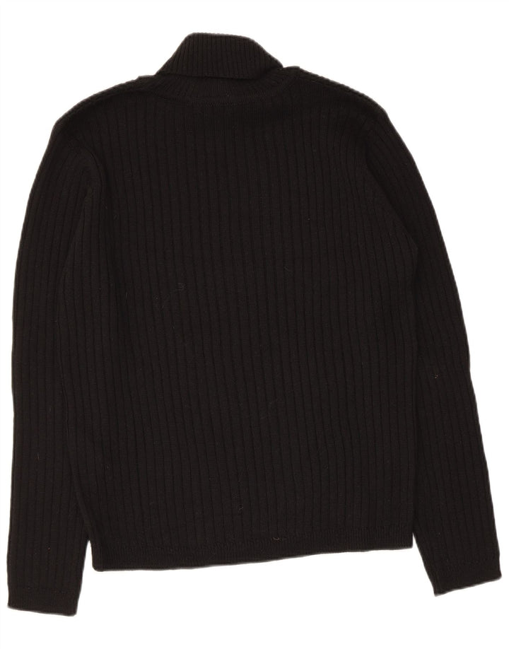 Zara Dame Roll Neck Jumper Sweater UK 16 Large Black Wool