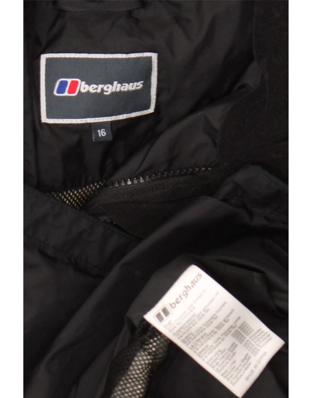 Berghaus Dame Hætte Oversized Regnjakke UK 16 Stor Sort Polyester