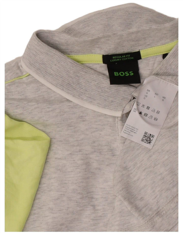 Hugo Boss Herre Regular Fit Polo Shirt Stor Grå Colourblock Bomuld