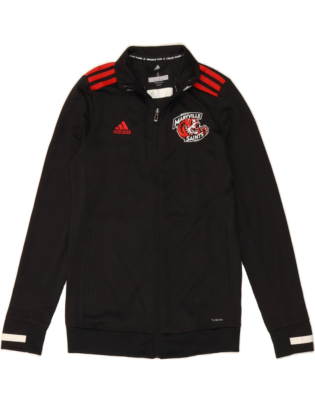 ADIDAS Womens Climacool Graphic Tracksuit Top Jacket UK 8/10 Small Black Vintage Adidas and Second-Hand Adidas from Messina Hembry 