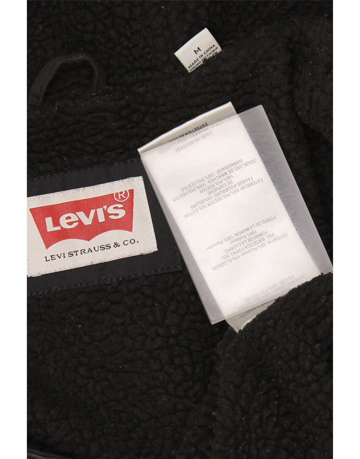 Levi's Herre Hooded Windbreaker Jacket UK 38 Medium Black Polyester