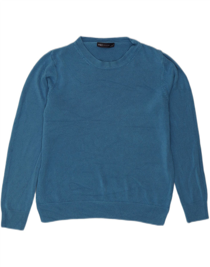 Marks & Spencer Dame Boat Neck Jumper Sweater UK 14 Medium Blue