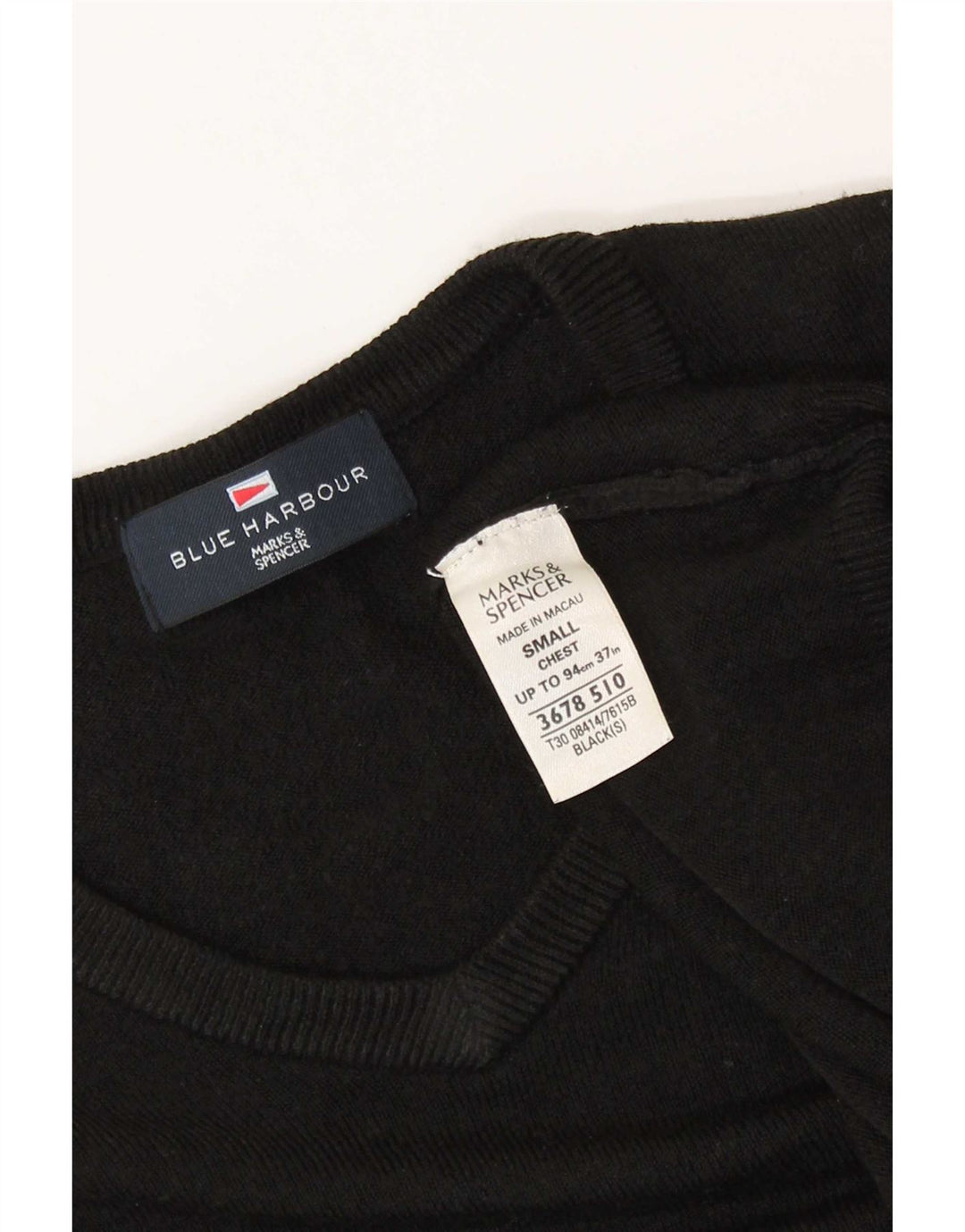 Marks & Spencer Herre Blue Harbor V-hals sweater lille sort akryl