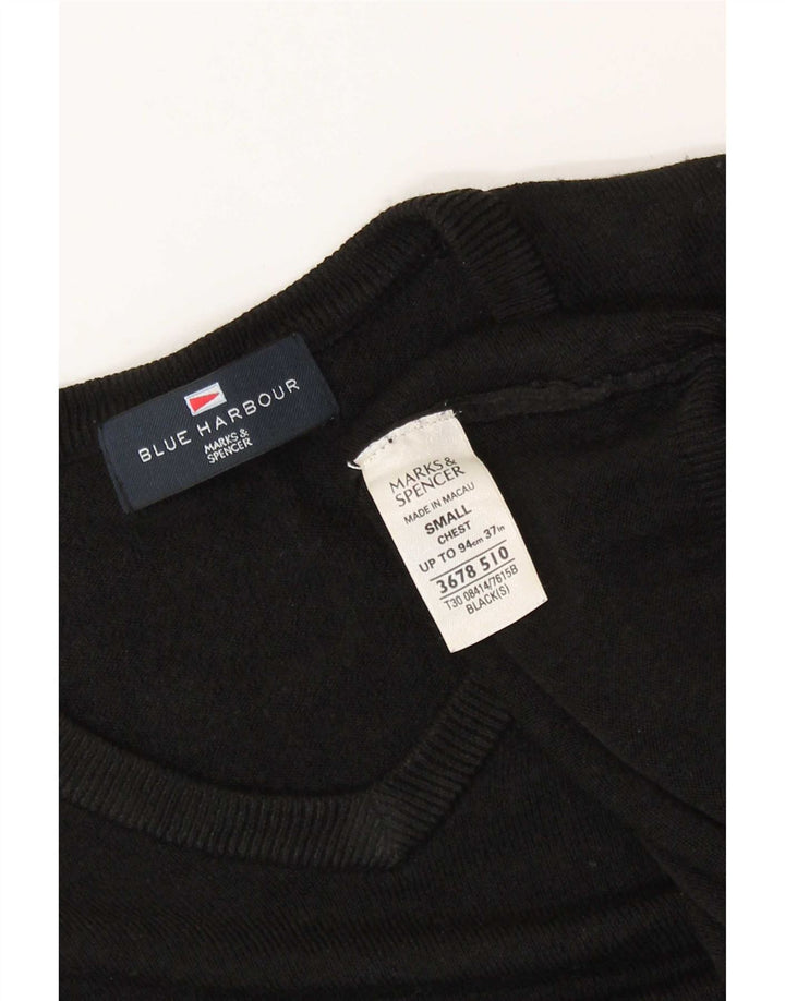 Marks & Spencer Herre Blue Harbor V-hals sweater lille sort akryl
