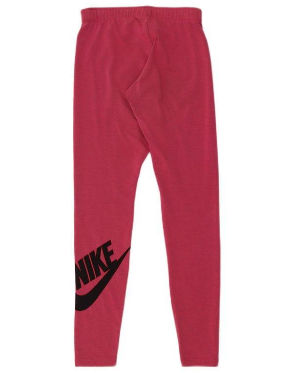 Nike Dame Grafiske Leggings UK 8 Small Pink Bomuld